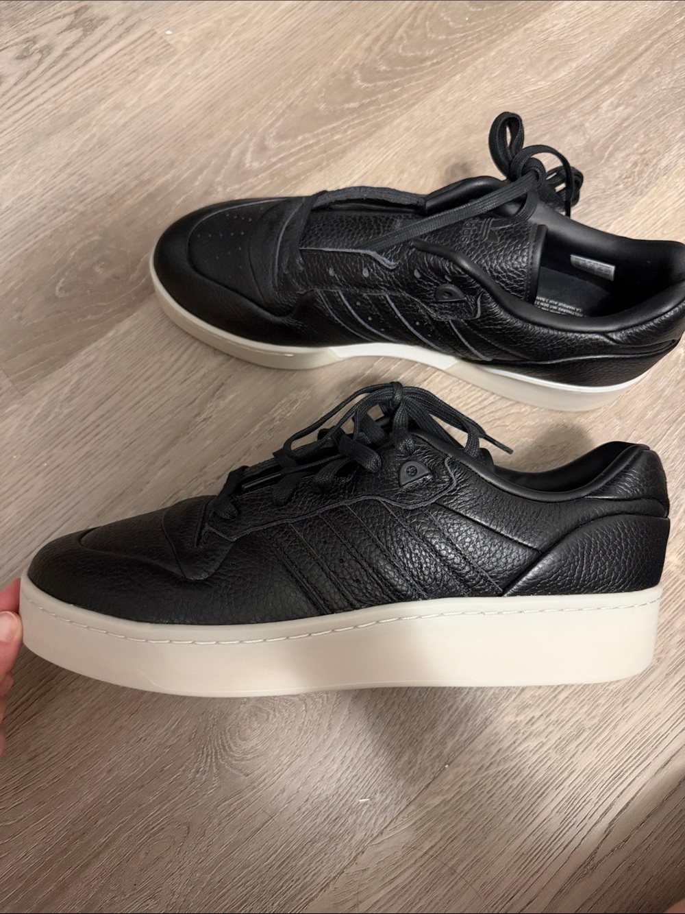 Men's Black Leather Platform Sneakers - Casual Elevated Style
